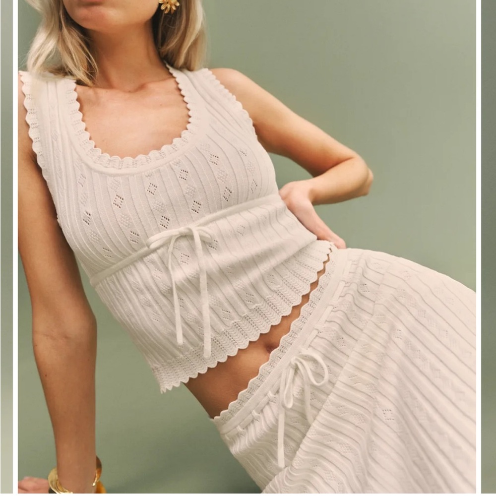 NWT REFORMATION Erin Cotton Sweater Set, Fior di Latte, size S - Picture 2 of 10